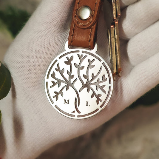 Porte-clés arbre « Forever » avec initiales