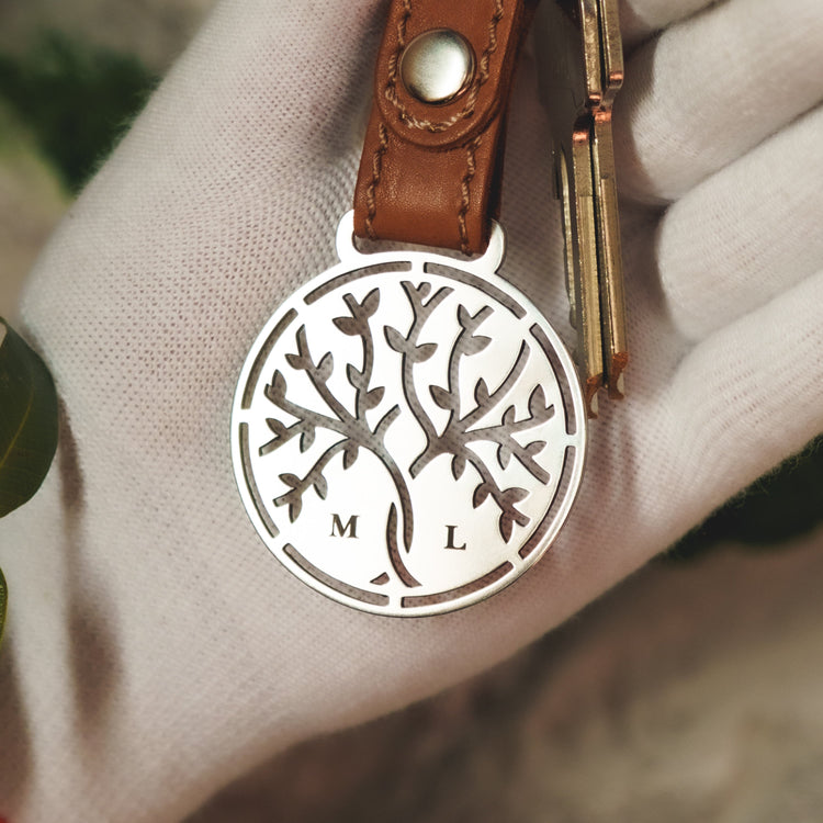 Porte-clés arbre « Forever » avec initiales